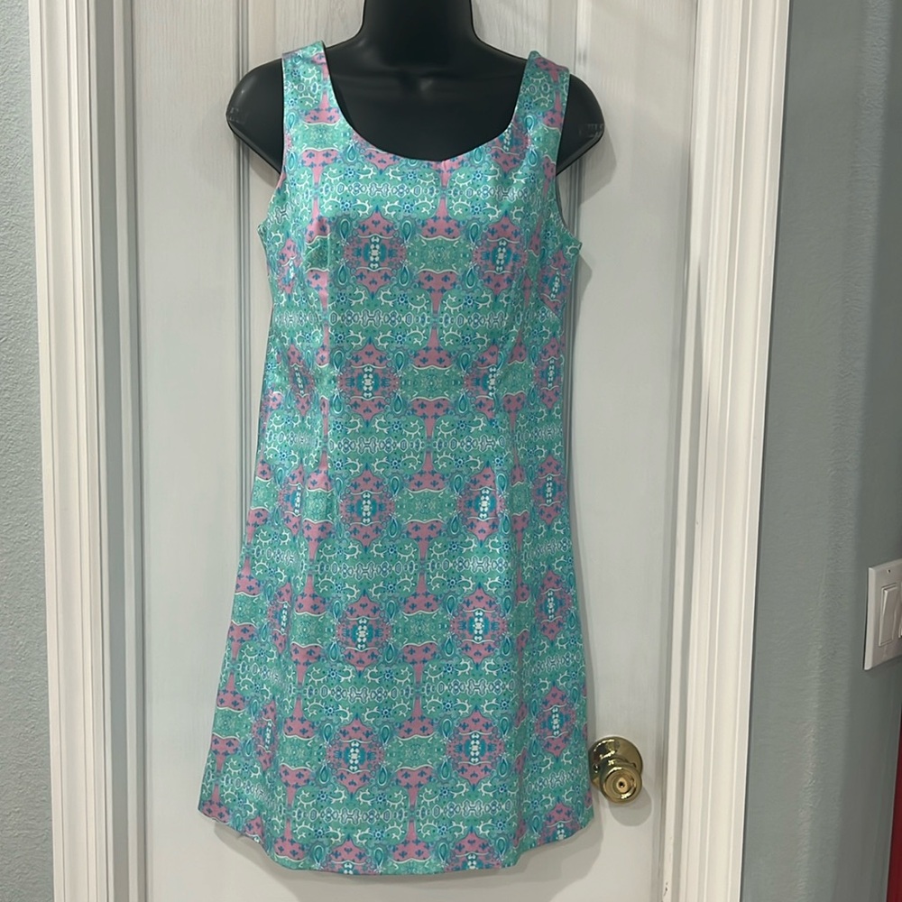 Kaeli Smith Teal and Pink Patterned Shift Dress
